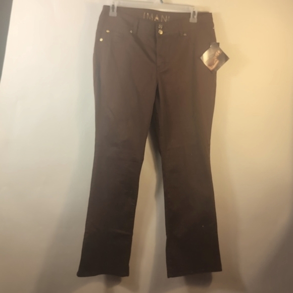 Iman Global Chic Perfect Fit 360  Chocolate Brown Jeans Size 16 New with tags - Picture 3 of 16